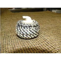 2.25" tall black and white baleen basket with whale tail finial by Jerry Hawley - retail $646 (2)