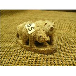1.75" tall 3.5" long bone carving of 3 bears (2)