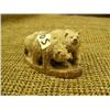 Image 1 : 1.75" tall 3.5" long bone carving of 3 bears (2)
