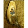 Image 2 : Fossilized ivory color scrimshawed with walrus, Eskimo face, and polar bear on bone base (2)