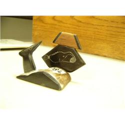 CHOICE on 2 baleen and bone carvings with whale tail and ulu scrimshawed with whale (2)