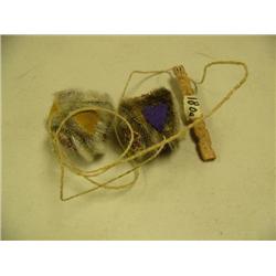 CHOICE on 2 fur and beaded Eskimo Yo-yos: purple with carved bone handle (2)