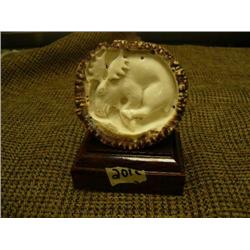 CHOICE on 3 Antler carvings: moose lying down - 4" tall (2)