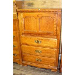3 drawer wood dresser with cabinet on top (168)