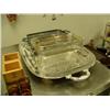 Image 1 : Lot of: silver serving platter and 2 serving pieces, one with Pyrex dish (168)