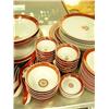 Image 3 : Lot of approx. 74 piece china set: red with gold colored detail, made in Taiwan (168)