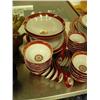 Image 4 : Lot of approx. 74 piece china set: red with gold colored detail, made in Taiwan (168)
