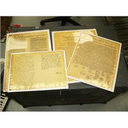 Lot of 4 shrink wrapped reproduction documents: "Second Draft" signed A. Lincoln, Declaration of Ind