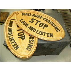 Lot of 2 wood railroad crossing signs (2)