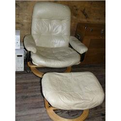 Leather Chair and Ottoman (169)