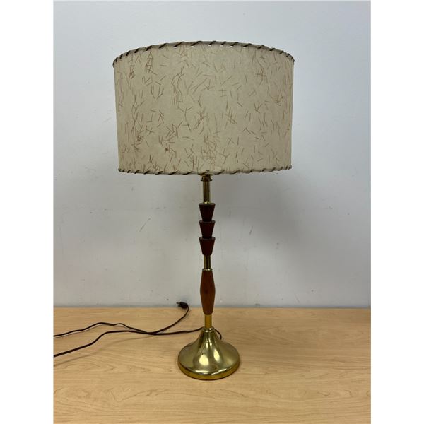 As Is Mid Century Table Lamp with Fiberglass Shade - switch is finicky Approx: 26"T 14"W