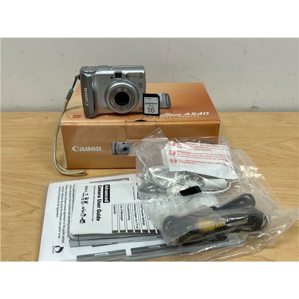 Canon Power Shot A540 Digital Camera & Accessories as pictured 6.0 megapixel 4x optical zoom