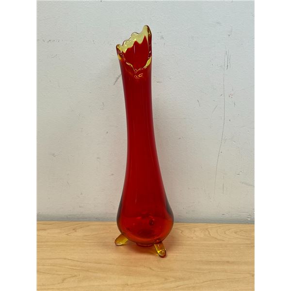 Mid Century Multi Color Swung Glass Vase - Approx: 12.75"T