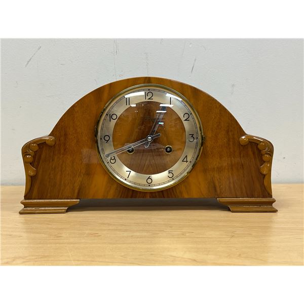 Vintage Solar German Key Wind Mantle Clock w/ Key - not tested, see all photos