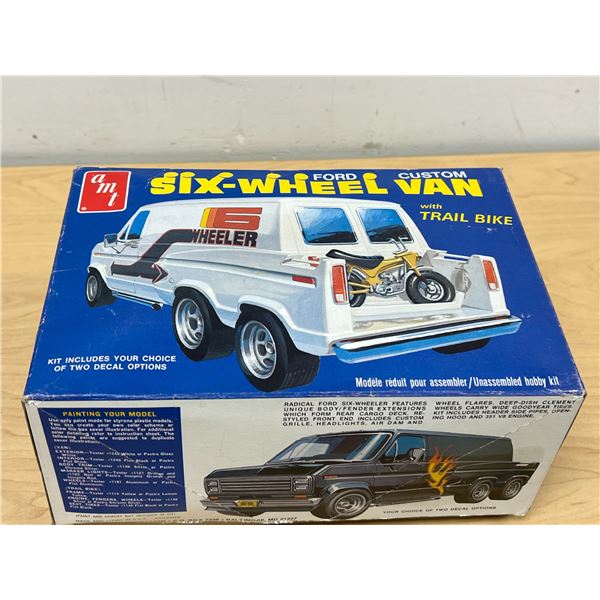 Vintage AMT Ford Six-Wheel Van & Trail Bike Model Kit - open started, contents not verified