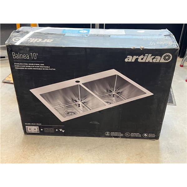 Artika Stainless Steel Double Bowl Sink - see all photos for size and details