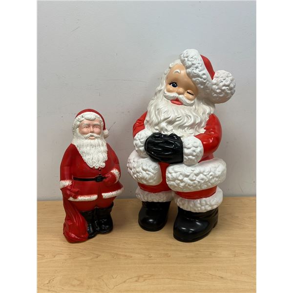 2 Vintage Santa Clause Décor Pieces - Larger is Ceramic (20"T 11"W)  & Smaller is a Blow Mold