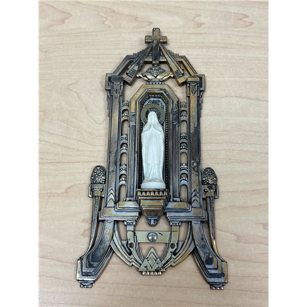 Made in France Metal Brass? Religious Statue Figure - Approx: 9x4.5"