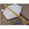 Image 8 : Rolling Metal Serving Table w/ Stone Top & Glass, Glass Undershelf 32" x 18" x 29"H
