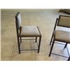 Image 2 : Qty 2 Upholstered Teak Wood Counter Stools w/ Reclining Backrest  18" x 19" x 35"H
