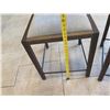 Image 9 : Qty 2 Upholstered Teak Wood Counter Stools w/ Reclining Backrest  18" x 19" x 35"H