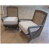 Image 1 : Qty 2 North Seating Armchairs w/ Cane Rattan Backrest, Seat & Back Cushions 24" x 22" x 34"H