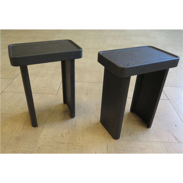 Qty 2 Black Wooden Side Tables 16" x 10" x 20"H