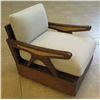 Image 1 : South Sea Wooden Lounge Chair w/ Cane Rattan Accents, Textured Wood Base 29" x 38" x 24"