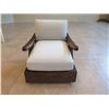 Image 3 : South Sea Wooden Lounge Chair w/ Cane Rattan Accents, Textured Wood Base 29" x 38" x 24"