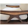 Image 7 : South Sea Wooden Lounge Chair w/ Cane Rattan Accents, Textured Wood Base 29" x 38" x 24"