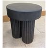 Image 1 : South Sea Round Black Side Table w/ 3 Ribbed Hollow Base, 18" Dia, 19"H (chipped areas)