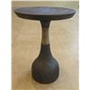 Image 1 : Wooden Side Table w/ Pedestal Base & Woven Accent, 16" Dia, 22"H