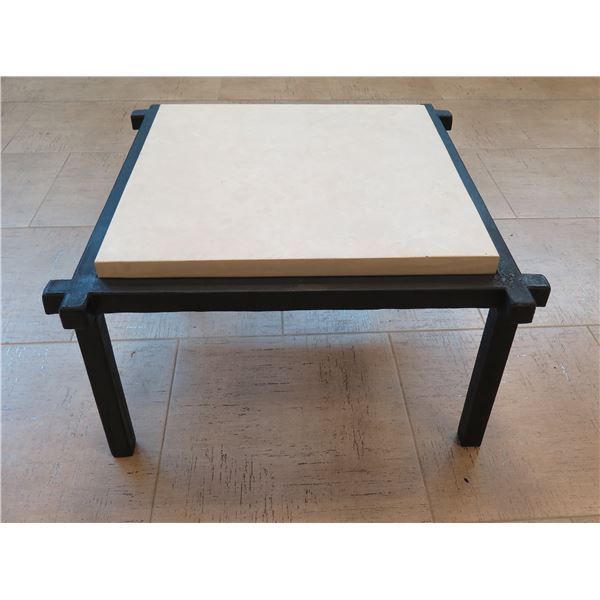 South Seas Seating Group Coffee Table w/ Natural Stone Top, Iron Frame 32" x 32" x 18"H