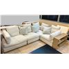 Image 1 : Flexform Sectional "L" Shaped Sofa w/ End Shelf Unit & Throw Cushions 112" x 85" x 42"W x 23"H
