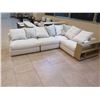 Image 2 : Flexform Sectional "L" Shaped Sofa w/ End Shelf Unit & Throw Cushions 112" x 85" x 42"W x 23"H