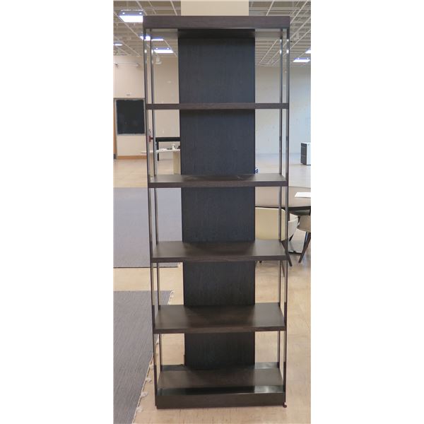 Holly Hunt 4718 Wooden 5-Tier Shelving Unit w/ Metal Frame, Approx. 32" x 13.5" x 91" H, Very Tall