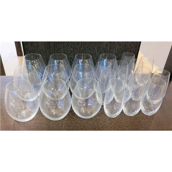 Qty Approx. 22 Riedel Stemless Glassware 5"H