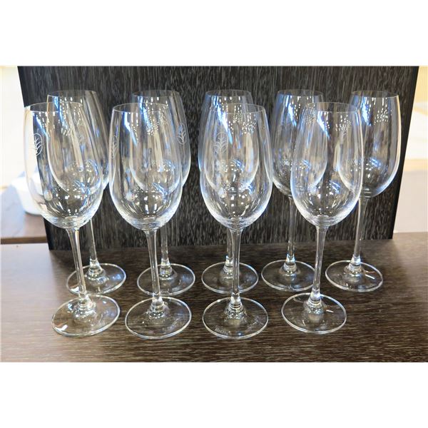 Qty 9 Riedel Stemmed Wine Glasses 9"H