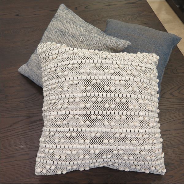 Qty 3 Woven Throw Pillows Approx 12" x 12"