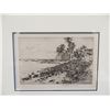 Image 2 : Framed & Matted Shoreline Ocean Artwork Signed by Artist H.M. Luquiens 12" x 14"
