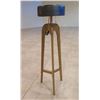 Image 1 : Wooden Tripod Floor Lamp by North Seating Group w/ Textured Shade 15" Dia, 54"H, Dented Side