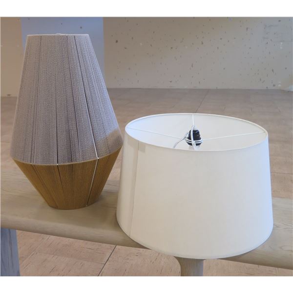 Qty 2 Hanging Lamps: Pop & Scott Baby Bell Weave & White Shade, Misc Sizes