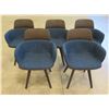 Image 1 : Qty 5 Molteni&C Wood Framed Chairs w/ Upholstered Blue Seat & Sides 22" x 16" x 32"H