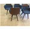 Image 4 : Qty 5 Molteni&C Wood Framed Chairs w/ Upholstered Blue Seat & Sides 22" x 16" x 32"H