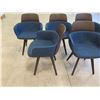 Image 5 : Qty 5 Molteni&C Wood Framed Chairs w/ Upholstered Blue Seat & Sides 22" x 16" x 32"H