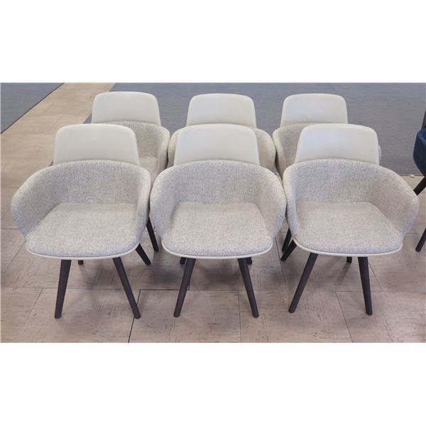Qty 6 Molteni&C Wood Framed Chairs w/ Upholstered White Seat & Sides 22" x 16" x 32"H