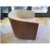 Image 3 : Curved Wood Framed Upholstered Lounge Chair 31" x 23" x 30"H