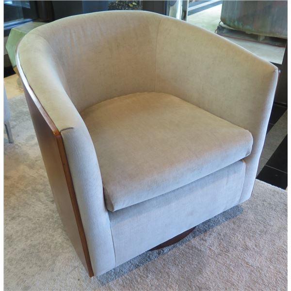Curved Wood Framed Upholstered Lounge Chair 31" x 23" x 30"H