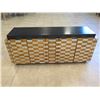Image 1 : Geometric Entry Console Cabinet w/ Black Top & Mirrored Accents 76" x 22" x 33"H
