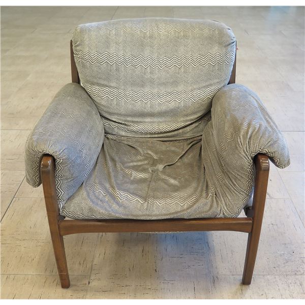 Fendi Wood-Framed Chair w/ Overstuffed, Geometric Cushions 39" x 21" x 37"H